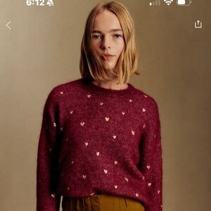 Women's Burgundy Heart Sweater